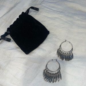 Silver Feather Hoops